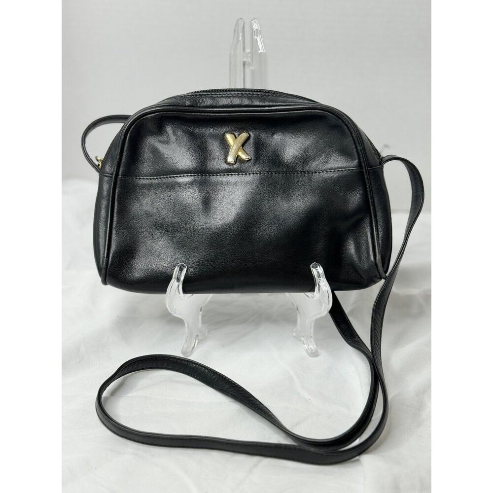 Paloma Picasso Black Leather Small Shoulder Crossbody Bag